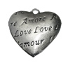 Pendant/Charm, Zinc Alloy Jewelry Findings, Lead-free, Heart 26mm, Sold by PC