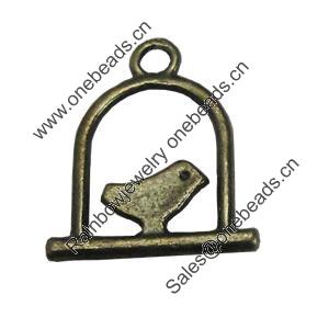 Pendant/Charm, Zinc Alloy Jewelry Findings, Lead-free, birdcage 15x18mm, Sold by Bag