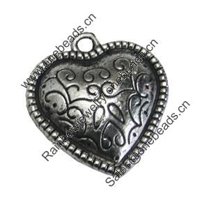 Pendant/Charm, Zinc Alloy Jewelry Findings, Lead-free, Heart 20x206mm, Sold by Bag