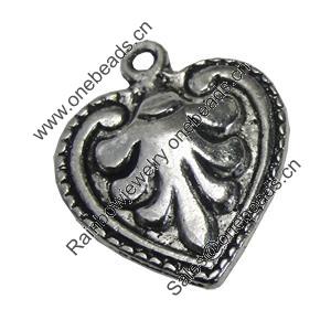 Pendant/Charm, Zinc Alloy Jewelry Findings, Lead-free, Heart 18x20mm, Sold by Bag