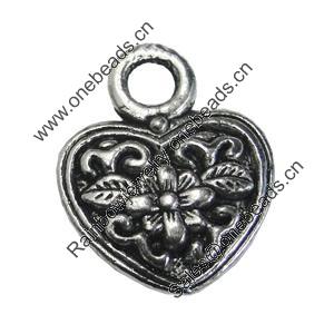 Pendant/Charm, Zinc Alloy Jewelry Findings, Lead-free, Heart 18x16mm, Sold by Bag