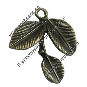 Pendant/Charm, Zinc Alloy Jewelry Findings, Lead-free, Leaf 23x27mm, Sold by Bag