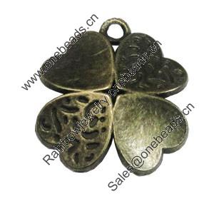 Pendant/Charm, Zinc Alloy Jewelry Findings, Lead-free, Heart-Flower  24x25mm, Sold by Bag