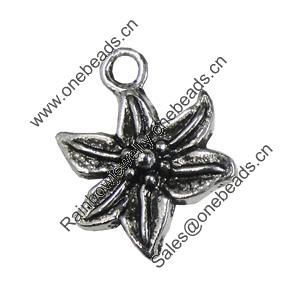 Pendant/Charm, Zinc Alloy Jewelry Findings, Lead-free, Flower 13mm, Sold by Bag