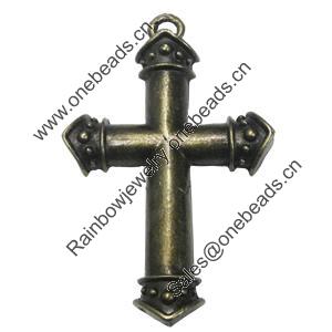 Pendant/Charm, Zinc Alloy Jewelry Findings, Lead-free, Cross 46x66mm, Sold by PC