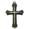 Pendant/Charm, Zinc Alloy Jewelry Findings, Lead-free, Cross 46x66mm, Sold by PC