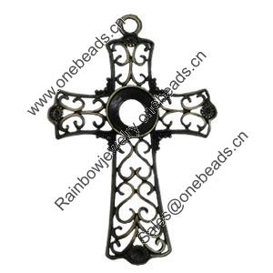 Pendant/Charm, Zinc Alloy Jewelry Findings, Lead-free, Cross 58x77mm, Sold by PC