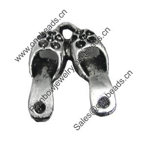 Pendant/Charm, Zinc Alloy Jewelry Findings, Lead-free, shoes 54x16mm, Sold by Bag