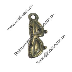 Pendant/Charm, Zinc Alloy Jewelry Findings, Lead-free, Glasses 19x6mm, Sold by Bag