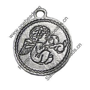 Pendant/Charm, Zinc Alloy Jewelry Findings, Lead-free, Flat Round 20mm, Sold by Bag