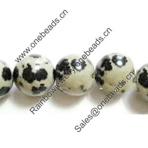 Gemstone beads, dalmatine jasper, round, 12mm, Sold per 7-7.5 inch Strand