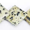 Gemstone beads, dalmatine jasper, corner drilled square, 12x12mm, Sold per 16-inch Strand 
