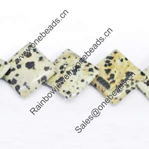 Gemstone beads, dalmatine jasper, corner drilled square, 12x12mm, Sold per 16-inch Strand 