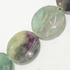 Gemstone beads, fluorite, twist coin, 25mm, Sold per 16-inch Strand 