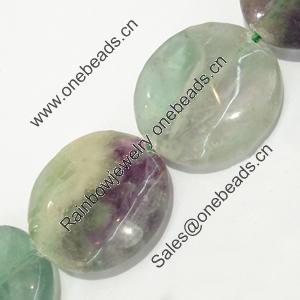 Gemstone beads, fluorite, twist coin, 16mm, Sold per 16-inch Strand 