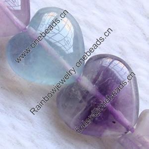 Gemstone beads, fluorite, heart, 14mm, Sold per 16-inch Strand 