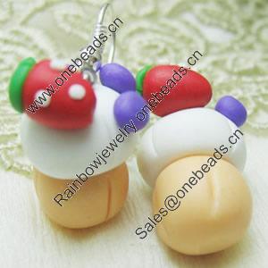 Handmade Fimo Earring, Bead size:10-15mm, Sold by Dozen 