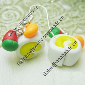 Handmade Fimo Earring, Bead size:10-15mm, Sold by Dozen 