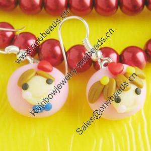 Handmade Fimo Earring, Bead size:10-15mm, Sold by Dozen 