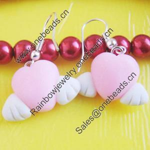 Handmade Fimo Earring, Bead size:10-15mm, Sold by Dozen 