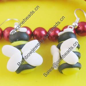 Handmade Fimo Earring, Bead size:10-15mm, Sold by Dozen 