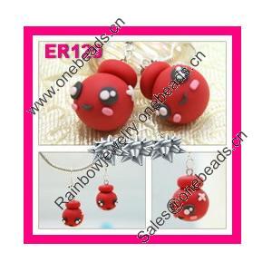 Handmade Fimo Earring, Bead size:10-15mm, Sold by Dozen 