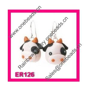 Handmade Fimo Earring, Bead size:10-15mm, Sold by Dozen 