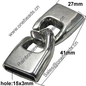 Clasps, Zinc Alloy Jewelry Findings Lead-free, 41x27mm, Hole:15x3mm, Sold by KG 