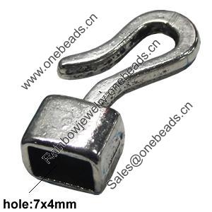 Zinc Alloy Cord End Caps, lead-free, 25x9mm, hole:7x4mm, Sold by Bag