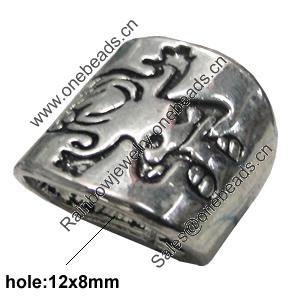 Slider, Zinc Alloy Bracelet Findinds, Lead-free, 15x15mm, Hole:12x8mm, Sold by KG