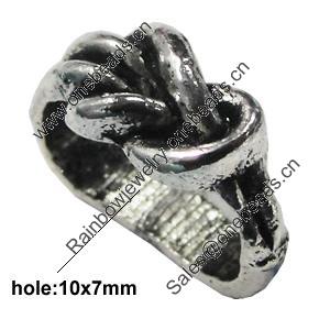 Slider, Zinc Alloy Bracelet Findinds, Lead-free, 12x6mm, Hole:10x7mm, Sold by KG