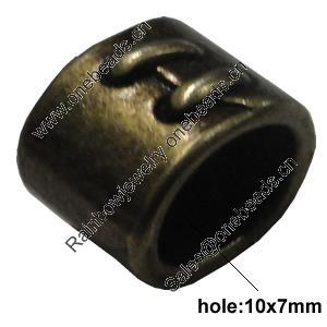 Slider, Zinc Alloy Bracelet Findinds, Lead-free, 13x10mm, Hole:10x7mm, Sold by KG 
