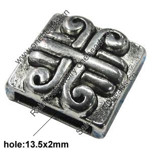 Slider, Zinc Alloy Bracelet Findinds, Lead-free, 18x18mm, Hole:13.5x2mm, Sold by KG