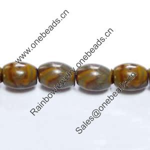 Gemstone beads, fossil jasper, rice, 6x9mm, Sold per 16-inch Strand