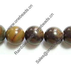 Gemstone beads, fossil jasper, round, 10mm, Sold per 16-inch Strand 