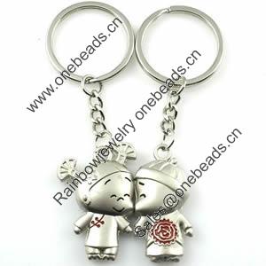 Zinc Alloy Lover keyring, Pendant Size 25mm-40mm, Length Approx:3.5inch-4inch, Sold by Pair