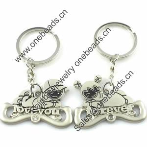 Zinc Alloy Lover keyring, Pendant Size 25mm-40mm, Length Approx:3.5inch-4inch, Sold by Pair