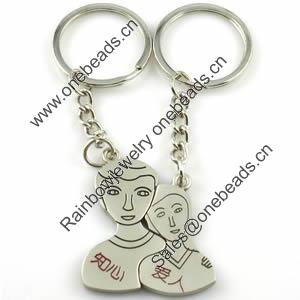 Zinc Alloy Lover keyring, Pendant Size 25mm-40mm, Length Approx:3.5inch-4inch, Sold by Pair