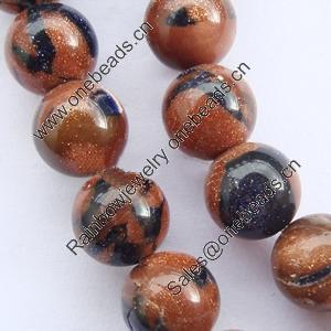 Gemstone beads, gold sand stone & blue sand stone, round, 16mm, Sold per 7-7.5 inch Strand