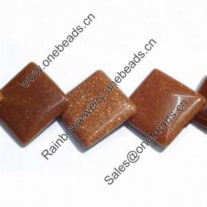 Gemstone beads, gold sand stone, dish corner drilled square, 16x16mm, Sold per 16-inch Strand 