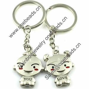 Zinc Alloy Lover keyring, Pendant Size 25mm-40mm, Length Approx:3.5inch-4inch, Sold by Pair