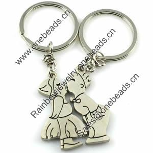 Zinc Alloy Lover keyring, Pendant Size 25mm-40mm, Length Approx:3.5inch-4inch, Sold by Pair