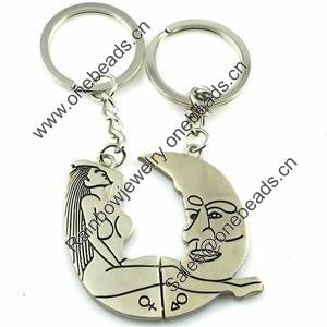 Zinc Alloy Lover keyring, Pendant Size 25mm-40mm, Length Approx:3.5inch-4inch, Sold by Pair