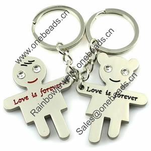 Zinc Alloy Lover keyring, Pendant Size 25mm-40mm, Length Approx:3.5inch-4inch, Sold by Pair