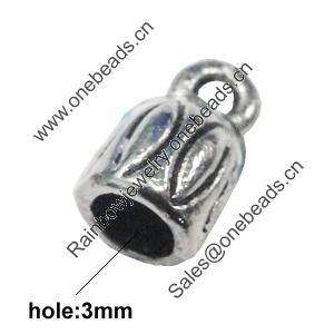 Zinc Alloy Cord End Caps, lead-free, 5x8mm, hole:3mm, Sold by Bag