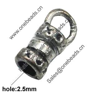 Zinc Alloy Cord End Caps, lead-free, 4x10mm, hole:2.5mm, Sold by Bag