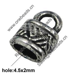 Zinc Alloy Cord End Caps, lead-free, 6x10mm, hole:4.5x2mm, Sold by Bag