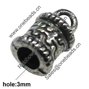 Zinc Alloy Cord End Caps, lead-free, 6x10mm, hole:3mm, Sold by Bag