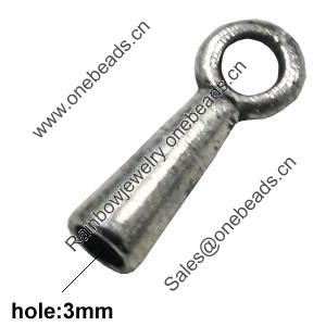 Zinc Alloy Cord End Caps, lead-free, 4x14mm, hole:3mm, Sold by Bag