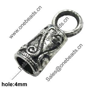 Zinc Alloy Cord End Caps, lead-free, 5x13mm, hole:4mm, Sold by Bag